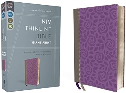 NIV, Thinline Bible, Large Print, Cloth Flexcover, Gray, Red